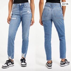 Good American High Rise Distressed Blue Jeans